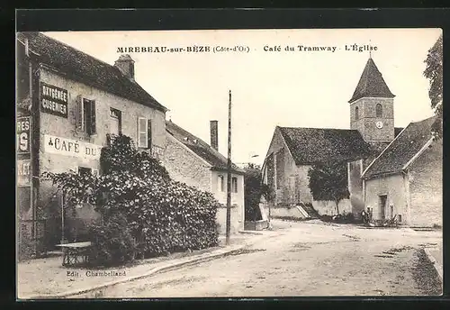 AK Mirebeau-sur-Béze, Café du Tramway, l'Église