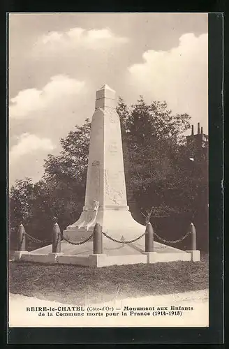 AK Beire-le-Chatel, Monument aux Enfants de la Commune morts pour la France