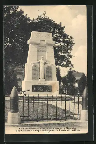 AK Lux, Monument élevé à la Mémoire des Enfants du Pays morts pour la Patrie 1914-18