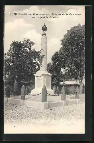 AK Béze, Monument aux Enfants de la Commune morts pour la France