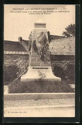 AK Brochon, Monumentérigé á la Mémoire des Soldats de Brochon morts pour la France