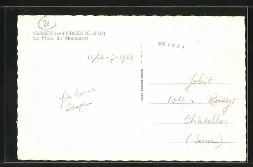 AK Cussey-les-Forges, La Place du Monument