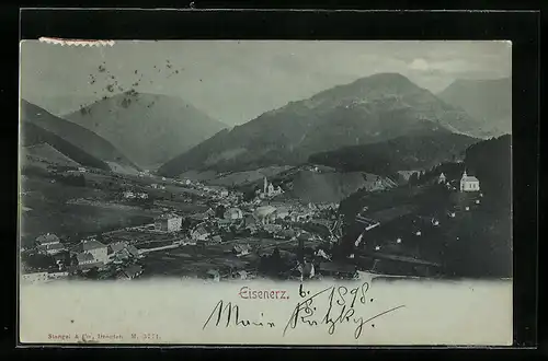 AK Eisenerz, Ortspanorama mit Bergen