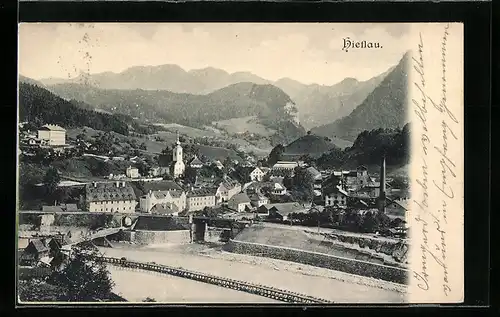 AK Hieflau, Gesamtansicht mit Blick gegen die Berge