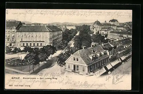 AK Graz, Bismarckplatz u. Karl Ludwig-Ring