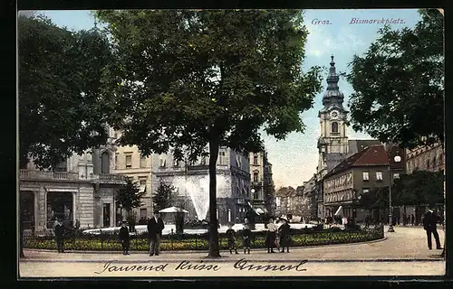 AK Graz, auf dem Bismarckplatz