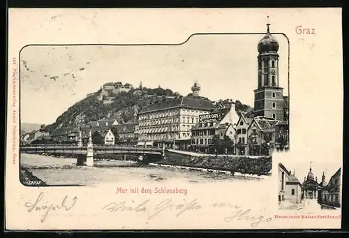 AK Graz, Mir mit dem Schlossberg, Mausoleum Kaiser Ferdinand