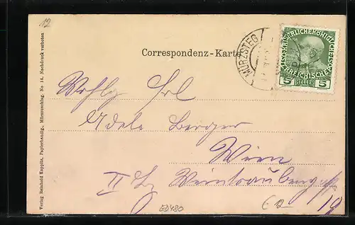 AK Mürzsteg, Teilansicht mit Flussbrücke