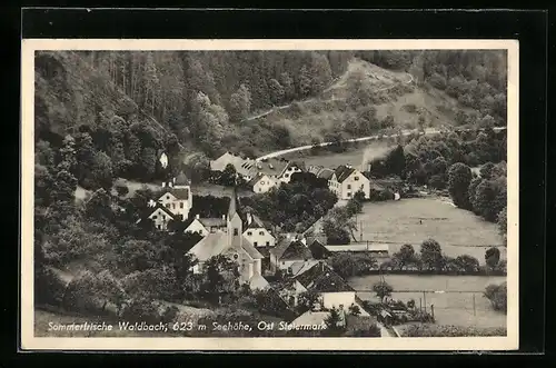 AK Waldbach in der Ost Steiermark, Gesamtansicht mit der Kirche