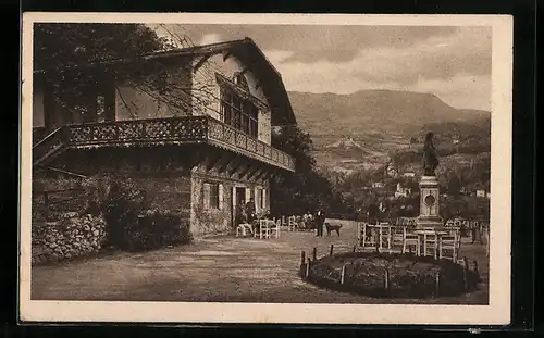 Künstler-AK Graz, Schweizerhaus mit Walden-Denkmal