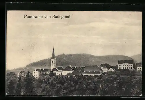 AK St. Radegrund am Schröckl, Panorama mit der Kirche