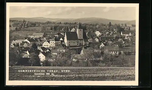 AK Vorau i. d. Stmk., Gesamtansicht mit der Kirche