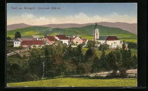 AK Wenigzell i. d. Steiermark, Ortsansicht mit der Kirche