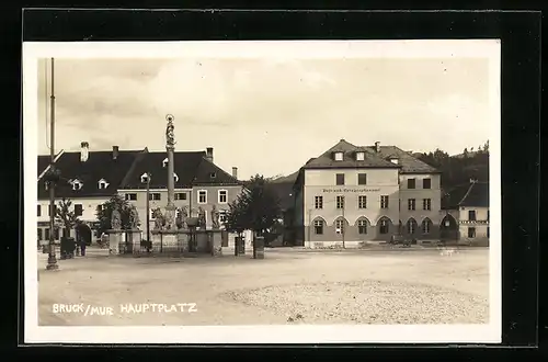 AK Bruck a. Mur, auf dem Hauptplatz, Post- und Telegraphenamt