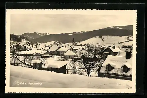 AK Spital am Semmering, Blick auf den eingeschneiten Ort