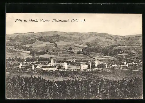 AK Vorau i. d. Steiermark, Blick auf Stift und Markt