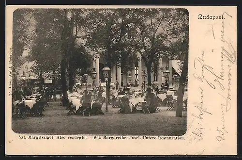 AK Budapest, Sct. Margarethen-Insel, die Untere Restauration