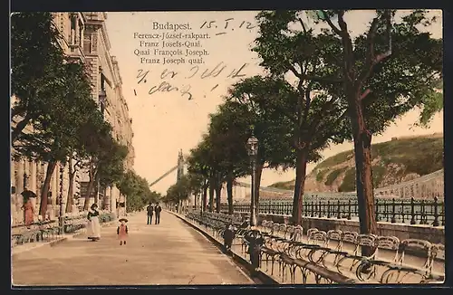 AK Budapest, auf dem Franz Joseph Quai