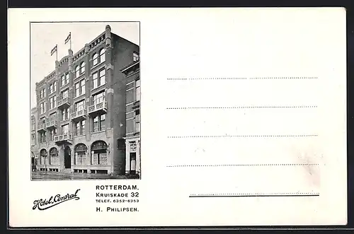 AK Rotterdam, Hotel Central H. Philipsen, Kruiskade 32