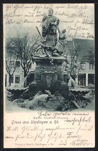 AK Uerdingen a. Rh., Am Kaiser Friedrich-Brunnen