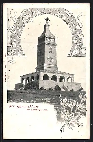 AK Starnberg, Blick auf den Bismarckturm