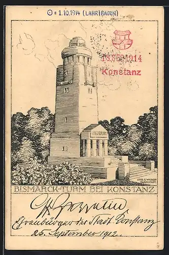 Künstler-AK Konstanz, Partie am Bismarck-Turm