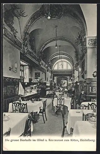 AK Heidelberg, Hotel u. Restaurant zum Ritter, Grosse Bierhalle