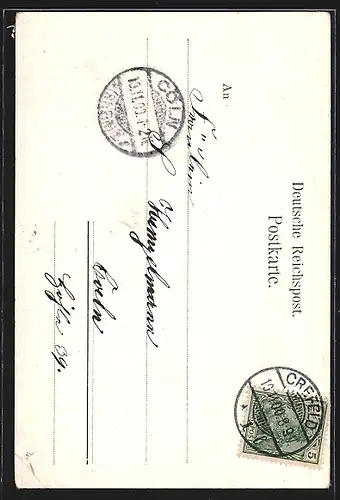 Künstler-AK Crefeld, Stephanstrasse mit Blick zur Stephanskirche