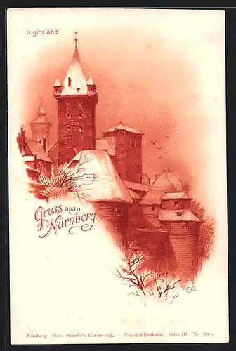 AK Nürnberg, Luginsland, Festung im Winter