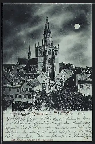 Mondschein-AK Konstanz, Das Münster bei Vollmond