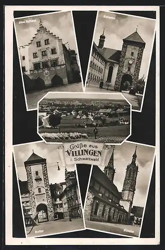AK Villingen / Schwarzwald, Altes Rathaus, Ortsansicht, Münster