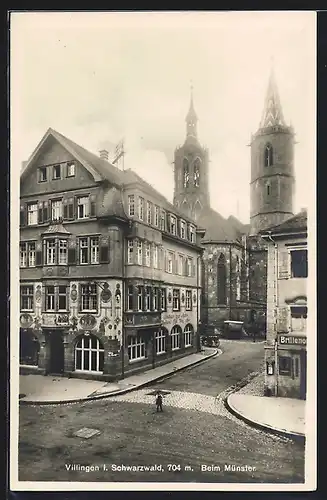 AK Villingen i. Schwarzwald, Gasthaus zum Raben beim Münster