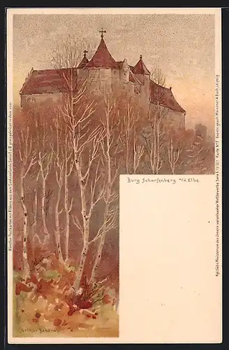 Künstler-AK Meissner & Buch (M&B) Nr. 7: Meissen, Burg Scharfenberg a. d. Elbe