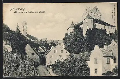 AK Meersburg, Oberstadt mit Schloss und Kirche
