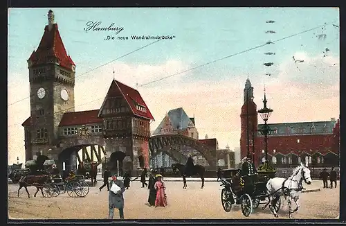 AK Hamburg, Pferdekutschen an der neuen Wandrahmsbrücke