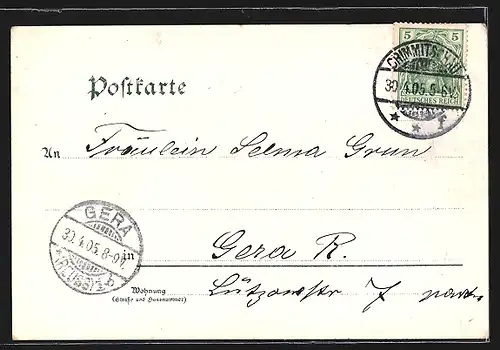 AK Crimmitschau, Ortsansicht mit Feldern