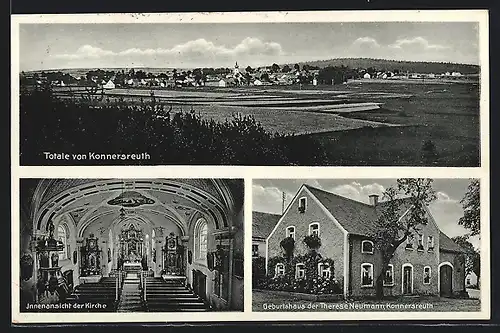 AK Konnersreuth, Innenansicht der Kirche, Geburtshaus Therese Neumann, Panorama