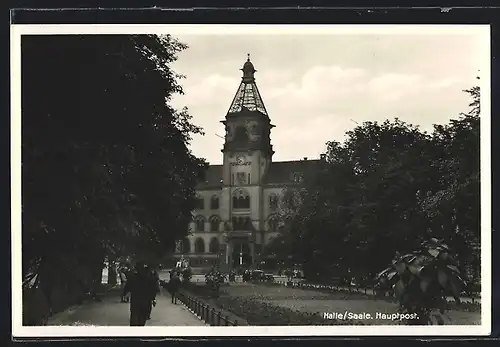 AK Halle /Saale, Hauptpost mit Anlage