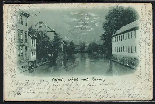 Mondschein-AK Erfurt, Blick nach Venedig
