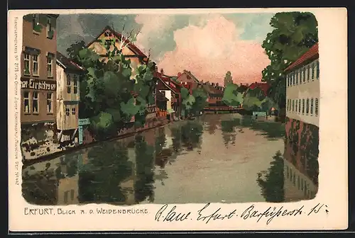Künstler-AK Alexander Marcks: Erfurt, Blick a. d. Weidenbrücke