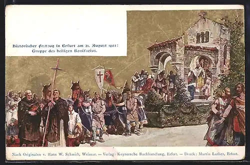 Künstler-AK Erfurt, Historischer Festzug in Erfurt am 21. August 1902