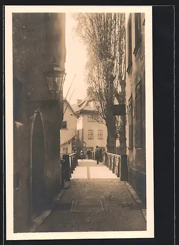 Foto-AK Erfurt, Brücke beim Fischmarkt, von der Strasse aus