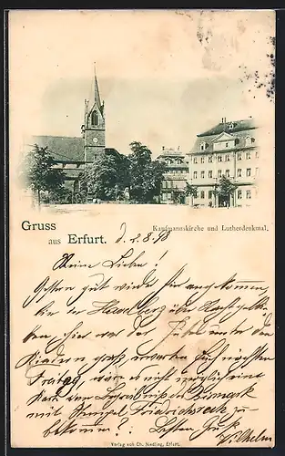 AK Erfurt, Kaufmannskirche mit Lutherdenkmal