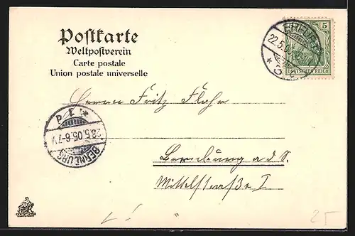 Lithographie Erfurt, Der Anger mit Brunnen