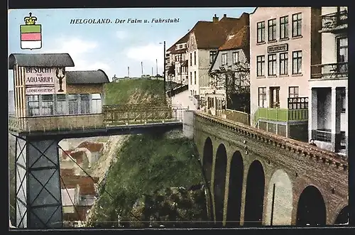 AK Helgoland, der Falm u. Fahrstuhl