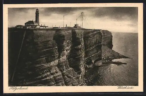 AK Helgoland, Westküste mit Leuchtturm