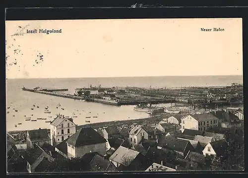 AK Helgoland, Inselansicht mit Neuen Hafen