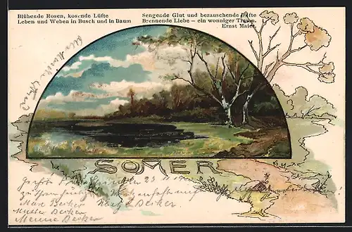 AK Landschaft im Sommer, Allegorie