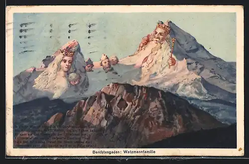 AK Berchtesgaden, Watzmann-Sage, Familie, Berge mit Gesicht, Berggesichter