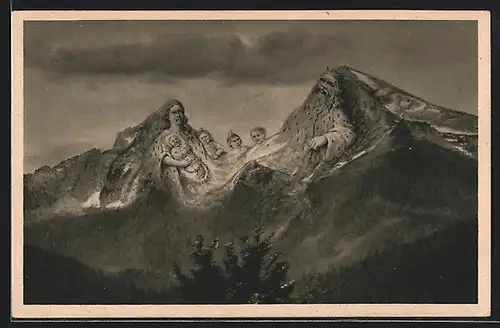 AK Berg mit Gesicht / Berggesichter, Watzmann-Sage
